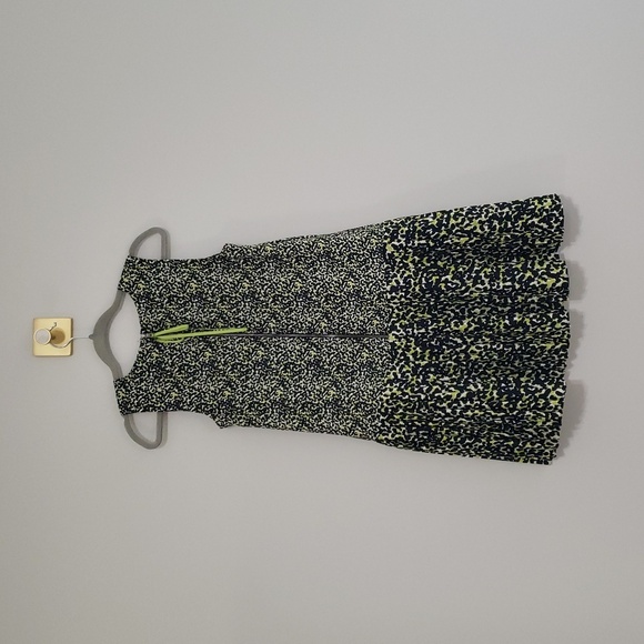 LOFT Animal Print Mini Dress 4 Black Blue Green Pleats Leopard Mobwife Office - Picture 6 of 16